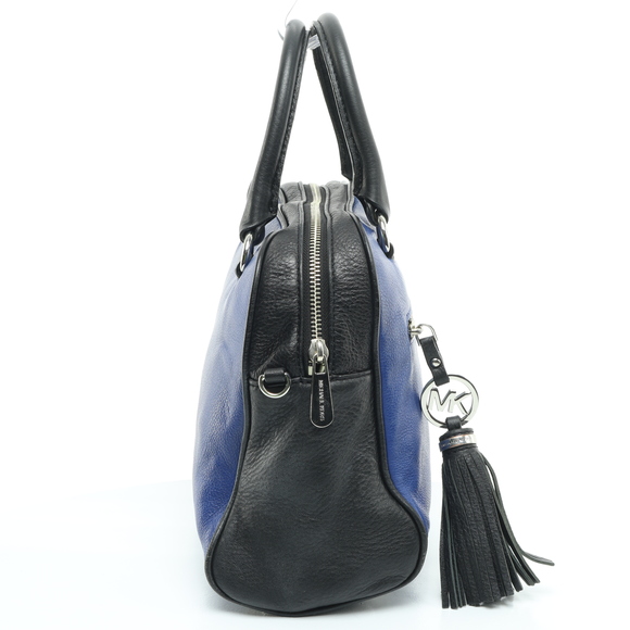 Michael Kors Knox Tassel Leather Purse X-Body Bag Satchel 11x9x5 Blue/Black - Picture 5 of 13